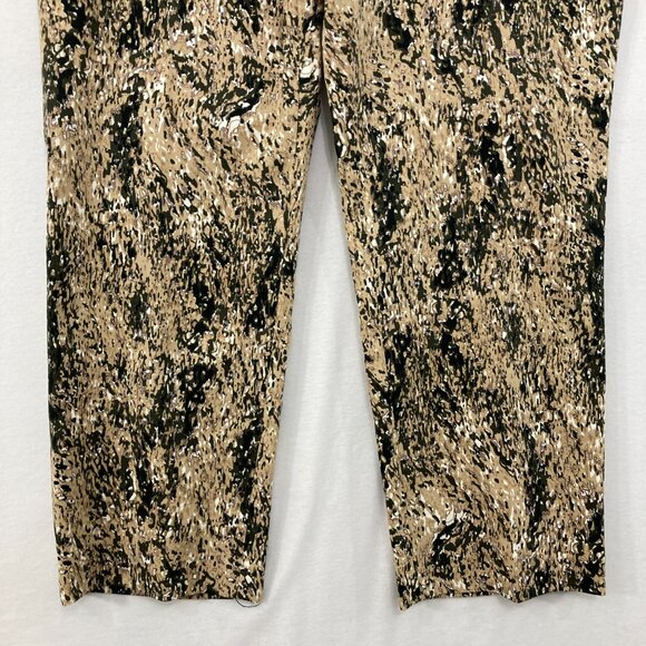 New Rafaella size 16 Black Tan Abstract Straight Leg Classic Fit Ankle Pants - Picture 9 of 12